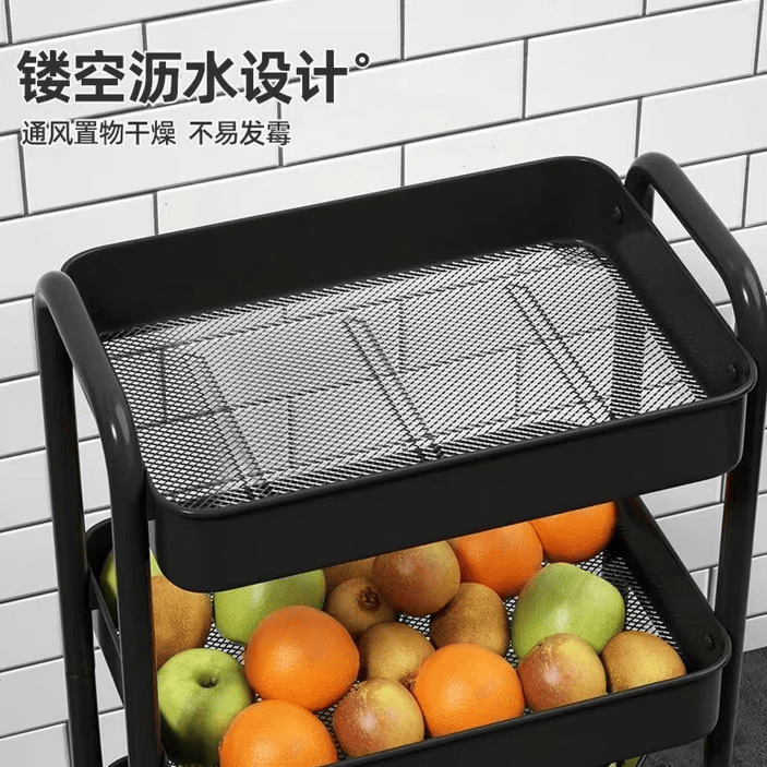 简友探可移动小推车收纳置物架床头柜客厅沙发边几茶几零食收纳架子 碳钢小推车 3层 41*29.5*73cm 黑色 1个 京东折扣/优惠券