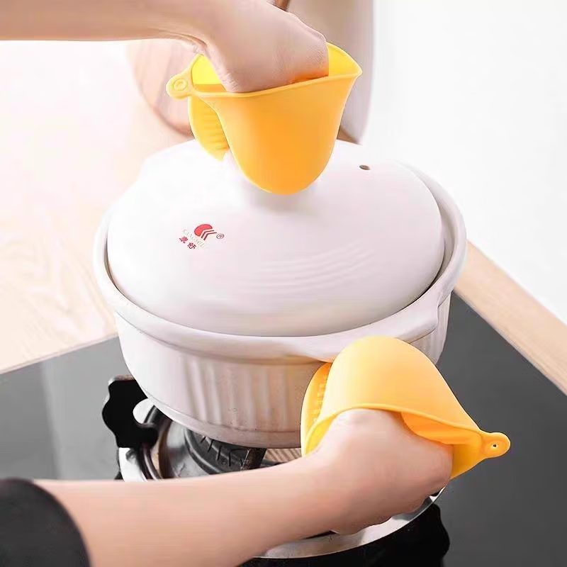 溥畔硅胶加厚隔热手套厨房家用耐高温神器烤箱微波炉烘培防滑防烫手夹 防滑防烫手夹[10个装]加厚硅胶+隔温防烫