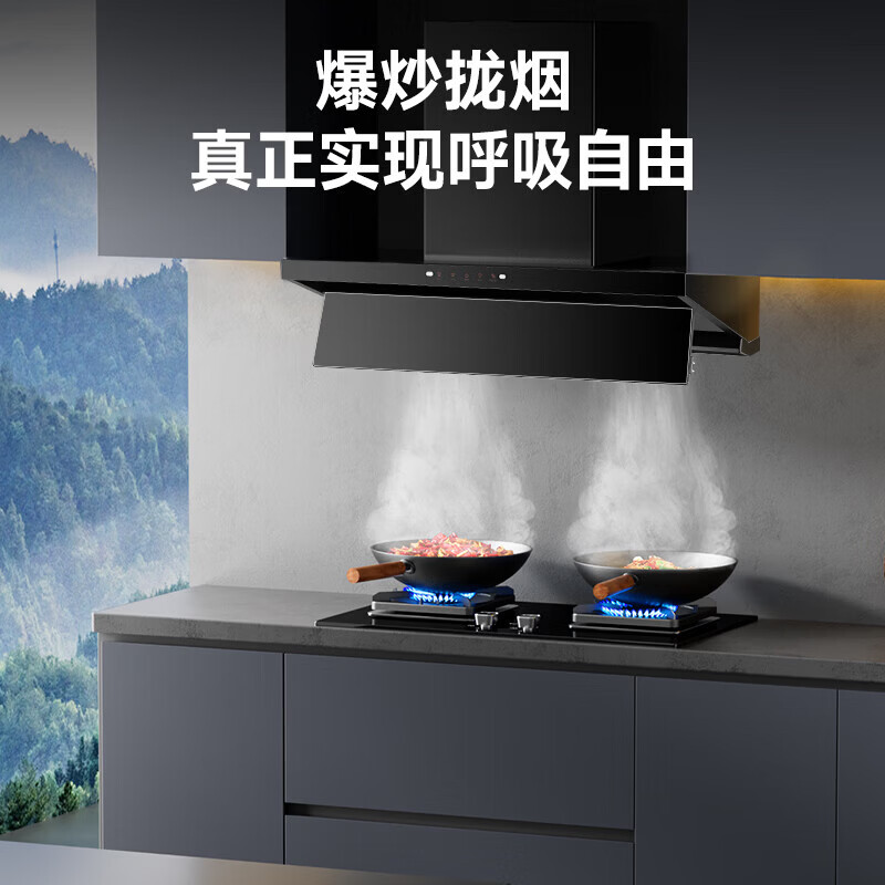 Haotaitai抽油烟机大吸力顶吸自清洗一级能效智能挥手控制大风量爆炒 JT2-SK烟机+JR04-S双九腔聚能方架灶