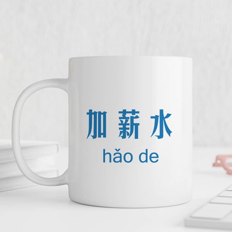 欣次元马克杯个性创意办公室喝水杯陶瓷杯趣味咖啡杯搞怪文字陶瓷马克杯 【白把】CY02 加薪水 送礼款:单杯+手提礼品袋+拉菲草+贺卡+丝带