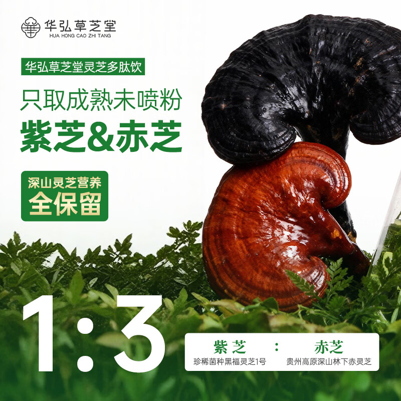 华弘草芝堂灵芝多肽饮口服液 白蛋白小分子肽易吸收 中老年人增强免疫力补品 【月度调理 恢复气色】30ml*28瓶  四盒