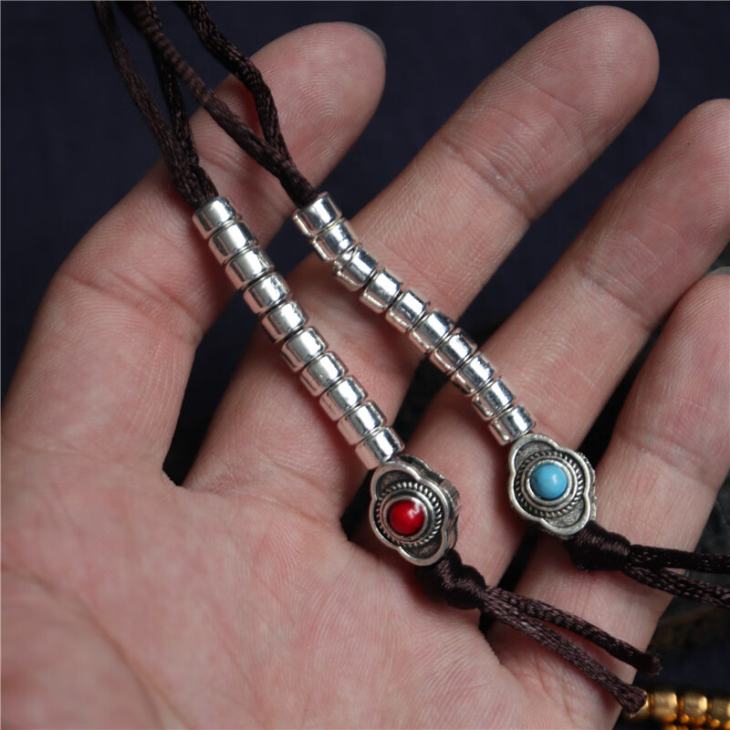 蝶灿 西藏铜文玩卡子配套配饰藏式菩提佛珠diy配饰 白铜