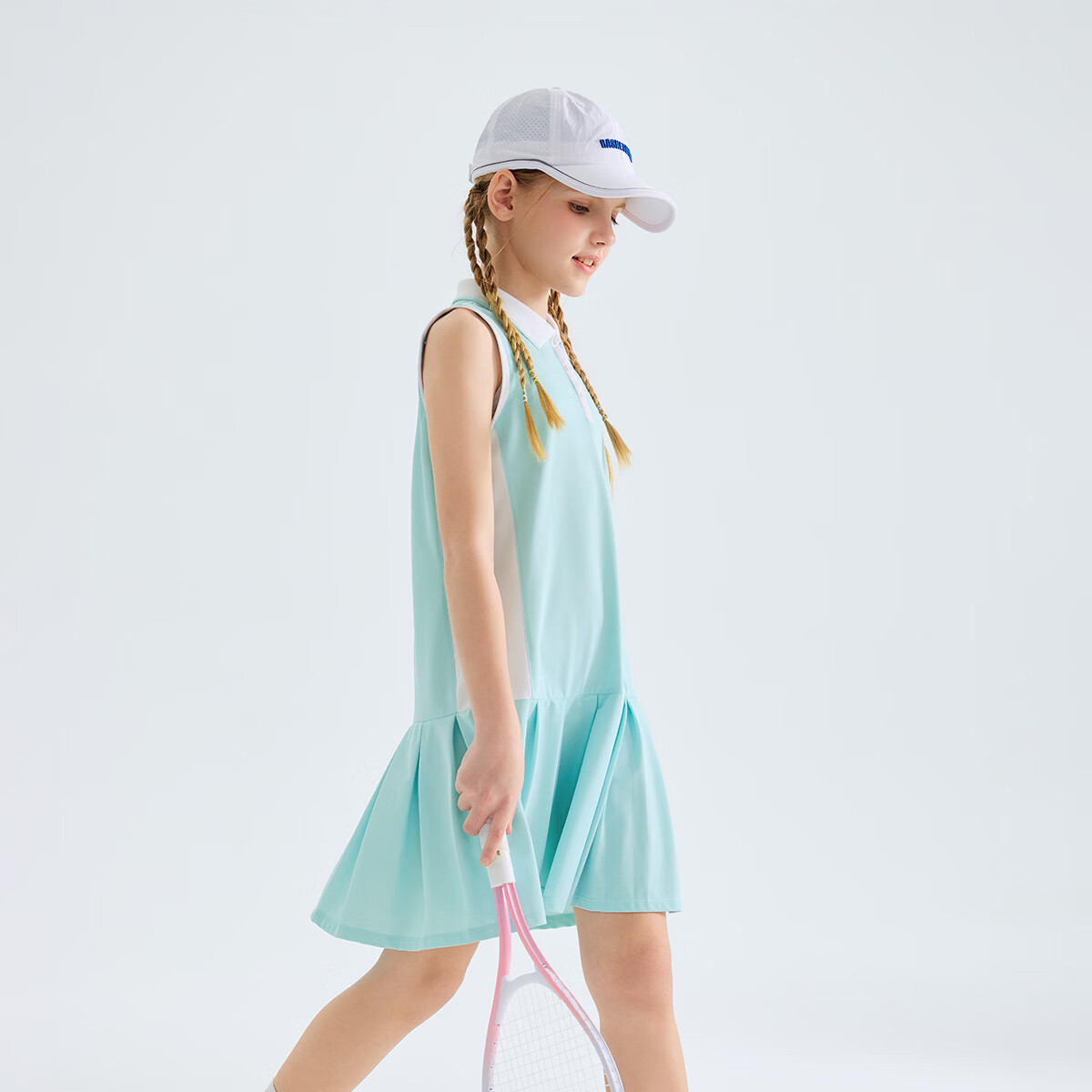 巴布豆凉感透气女童连衣裙Polo裙公主裙2026夏季新款运动防晒儿童裙子 浅紫 130