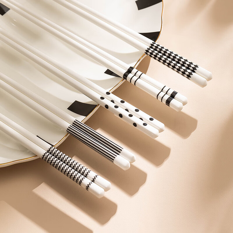 星舵家用简约黑白ins风陶瓷筷子家庭装组合高感送礼2022新款礼盒 拉萨白瓷筷-10双装(不带礼盒)