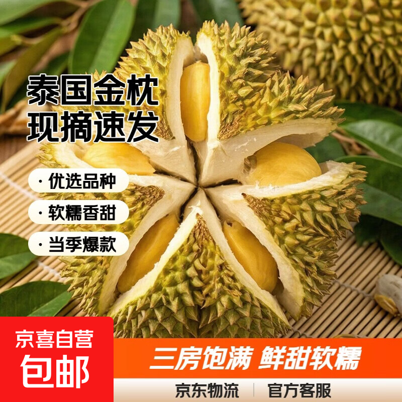金枕榴莲泰国进口新鲜果带壳巴掌金枕头应季水果批发整箱现货速发 金枕现货速发 精品果净重2-3斤包三房