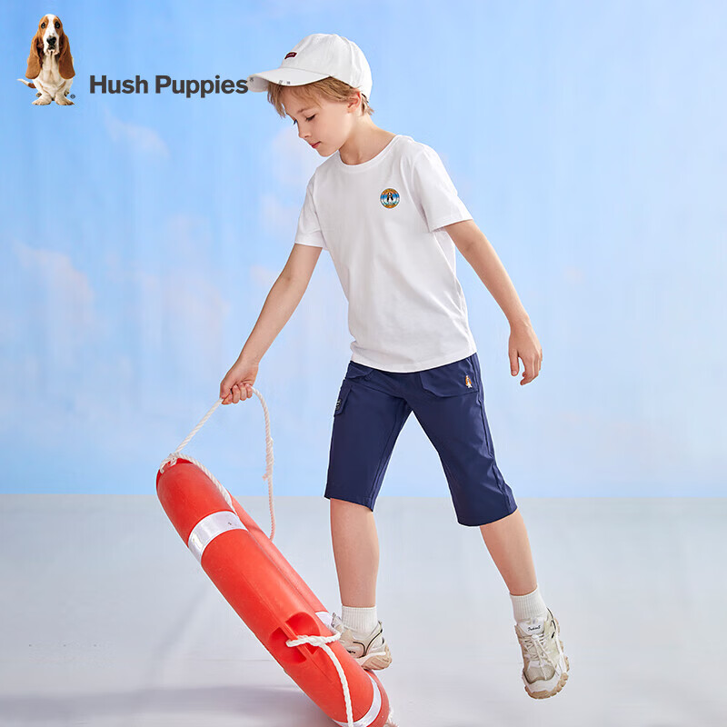 暇步士（Hush Puppies）童装儿童短袖夏季男女童清凉凉感汗布童趣可爱短袖圆领衫 本白 160 偏大一码
