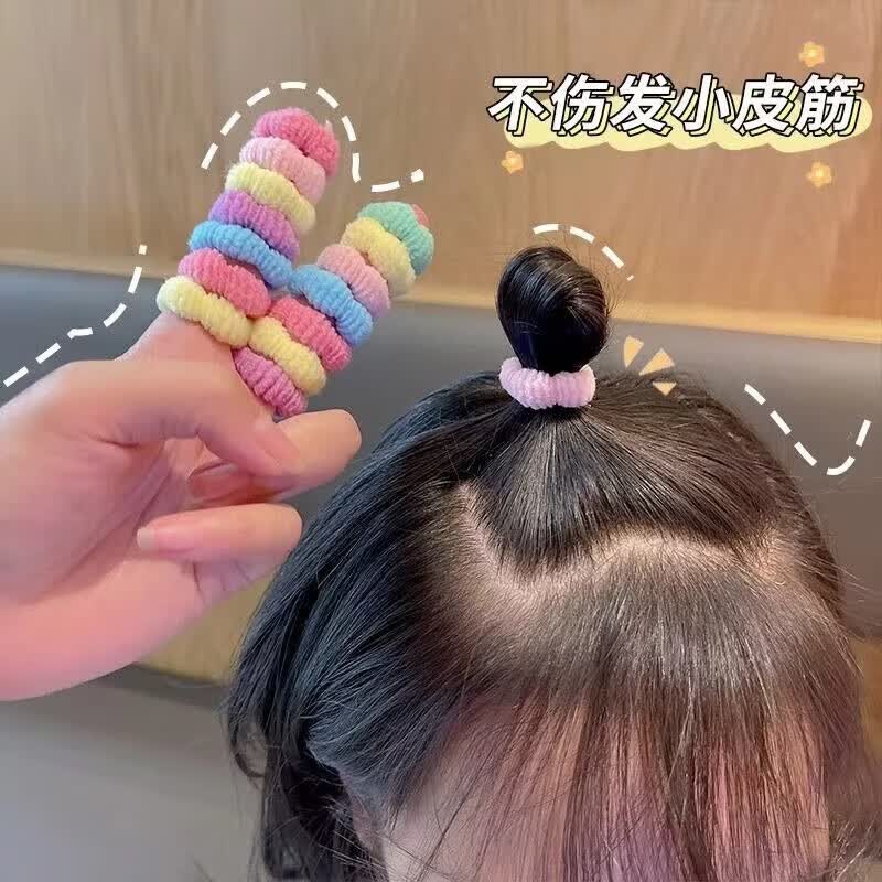 【好物优选】糖果色耐用儿童拇指发圈头绳2024年新款女宝不伤发小 【随机颜色】100个装