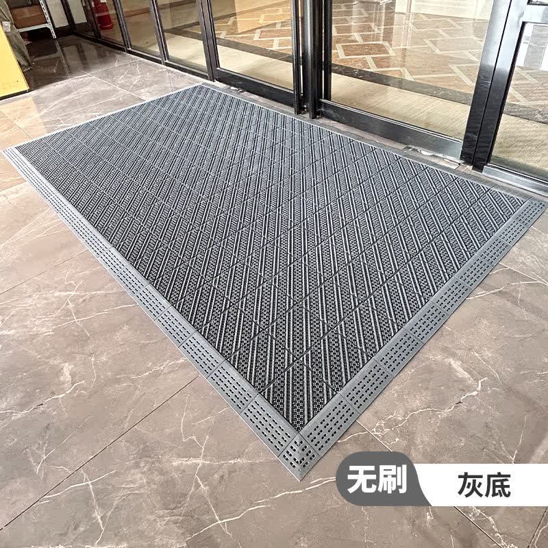 商用拼接地垫酒店大门口定制模块地毯入户蹭脚垫室外防滑拼接地垫 无刷-灰色 90cm*60cm +橡胶锤