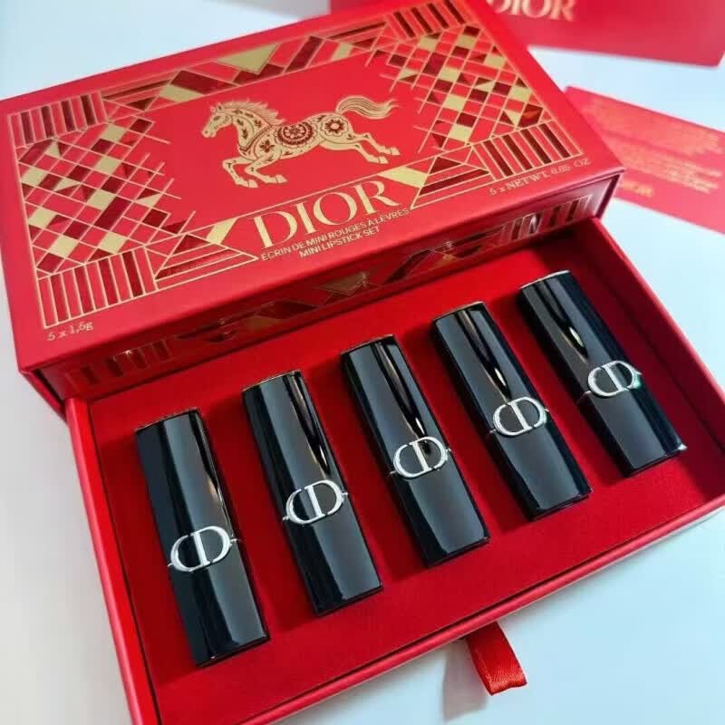 迪奥（Dior）马年限定身体护理套装口红五件套1.5g*5中小样伴手礼情人节礼盒装 马年限定口红五件套 5*1.5g