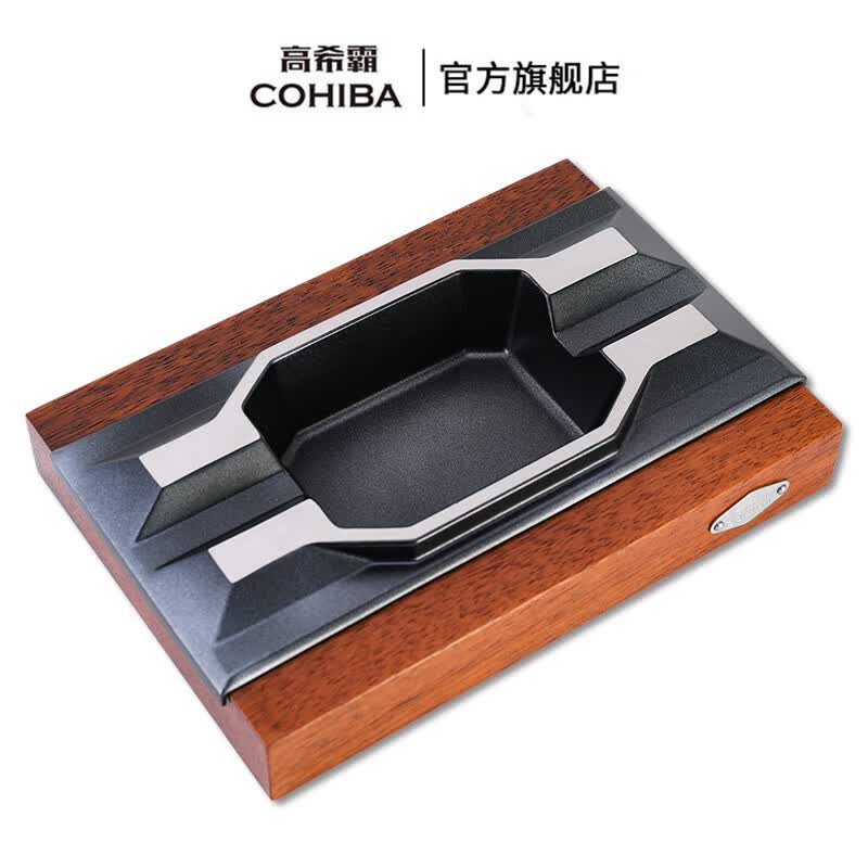高希霸雪茄烟灰缸印茄木双槽四槽办公室客厅用大口径烟灰缸商务礼品 CH9005长烟灰缸