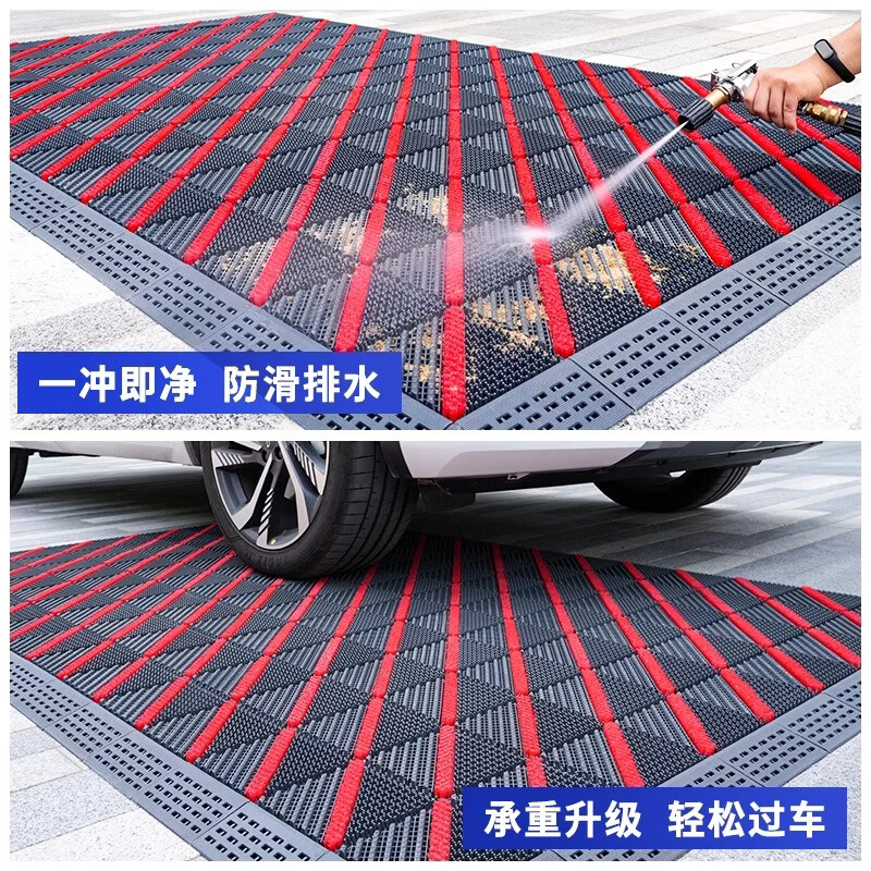商用大门口除尘地垫家用进门入户门脚垫户外室外防滑门垫门外迎宾 单刷-灰块红刷【除尘防滑】 60cm*90cm +橡胶锤