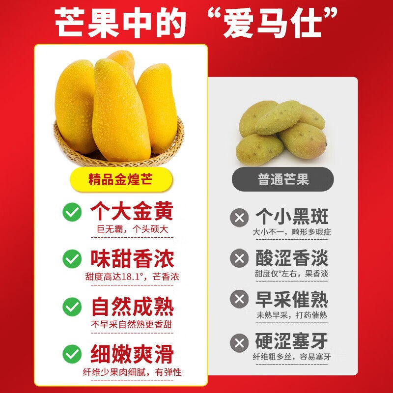 鲸咚亿农正宗海南金煌芒三亚水仙大芒果纸核芒热带当应季新鲜水果年货礼盒 5斤大果