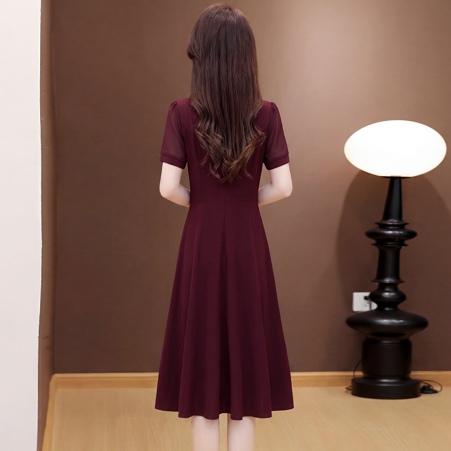 香影芬高档短袖假两件连衣裙女2026夏季新款喜婆婆妈妈婚宴礼服连衣裙 图片色 L (建议85-100斤)