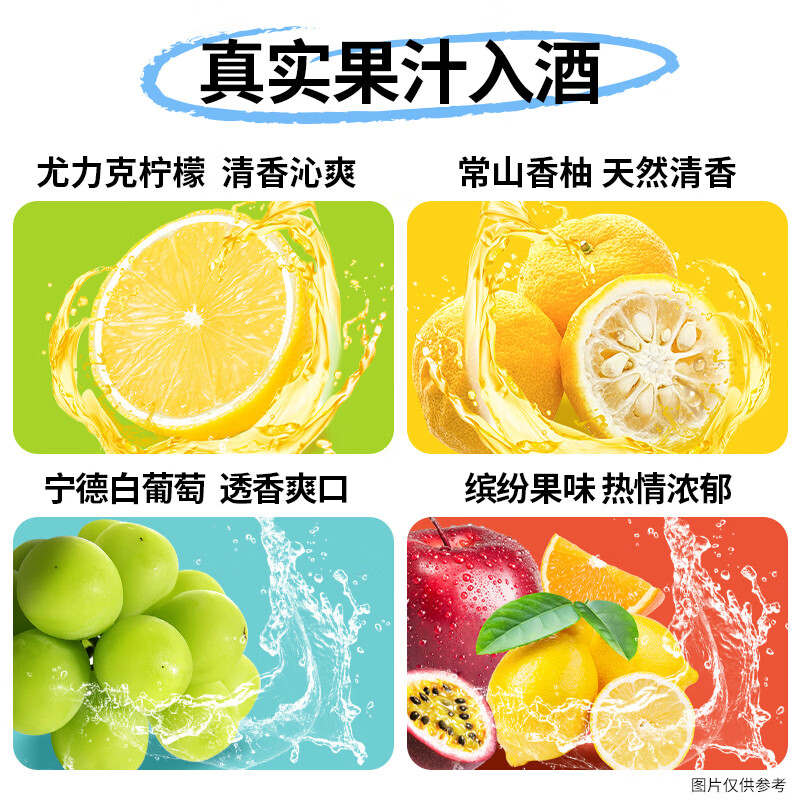 果立方果酒 15度柚子味果汁酒 低度微醺男女士水果酒伴手礼节日送礼 果酒4口味(葡柚混柠)+柠檬 168mL*8瓶