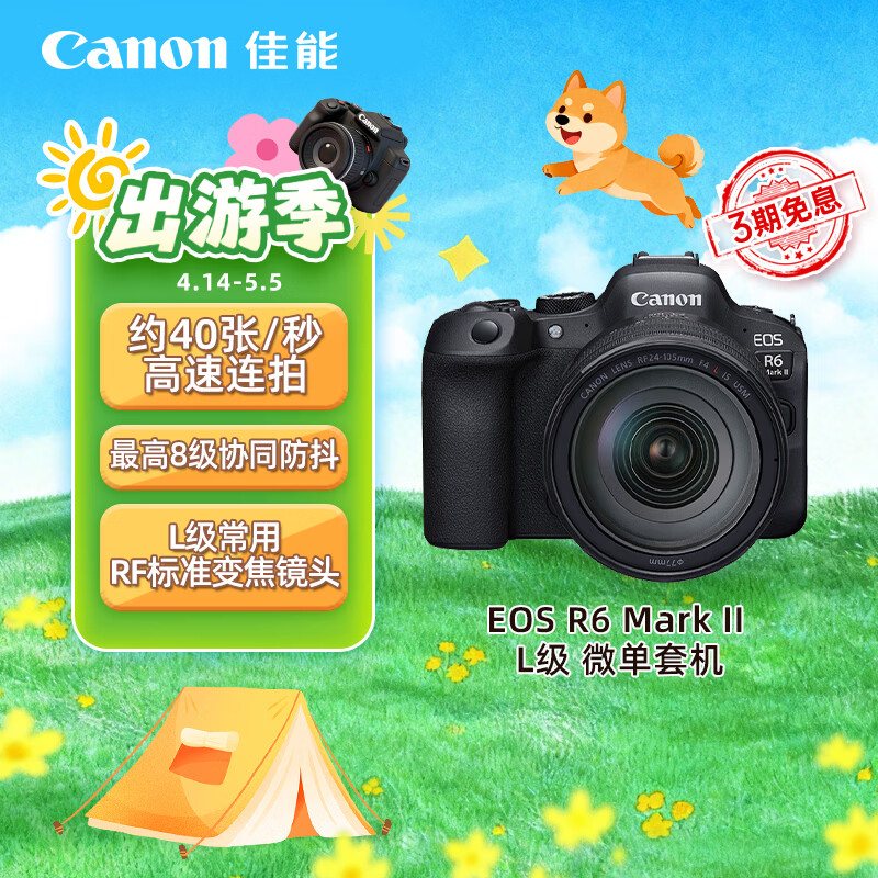 佳能（Canon）R62微单相机 4K视频拍摄直播vlog 人像风光旅游摄影专业摄影器材 r6二代全画幅微单红圈24-105套机