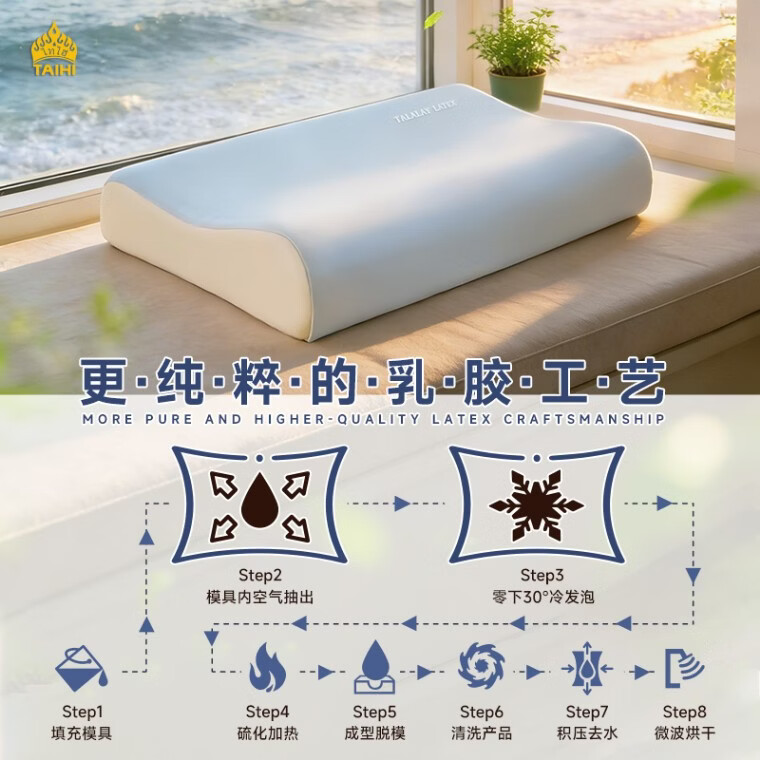 泰嗨（TAIHI） 乳胶枕头特拉雷泰国原产进口天然乳胶枕护颈枕深度睡眠颈椎专用 特拉雷高低平面枕8/10cm 颈椎枕