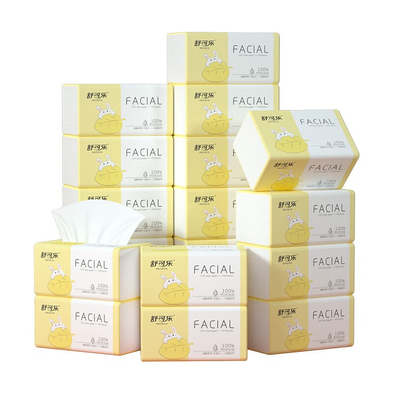 舒可乐 大包抽纸巾360张原生木浆本色餐巾纸抽面巾纸 4层 360张*30包