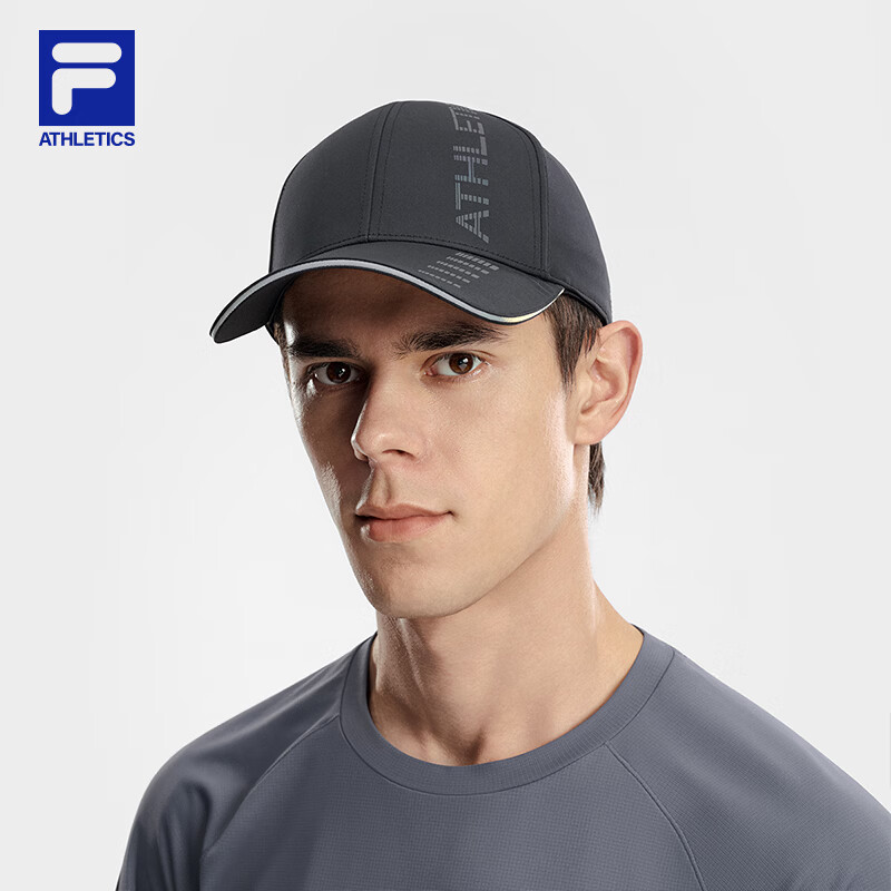 FILA硬顶鸭舌帽|FILA 斐乐官方男帽新款棒球帽健身运动帽子百搭遮阳帽 油墨黑-BK XS