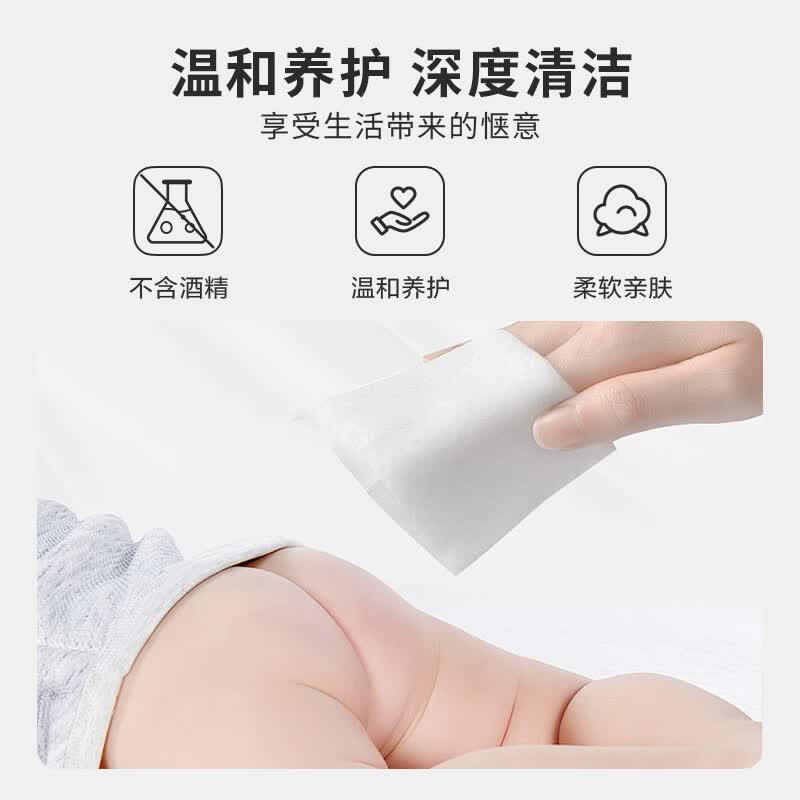 简禾纯水湿巾60片手口可用婴儿手口湿巾纸带盖温清洁无刺激 小宫女手口湿巾 60抽 6包