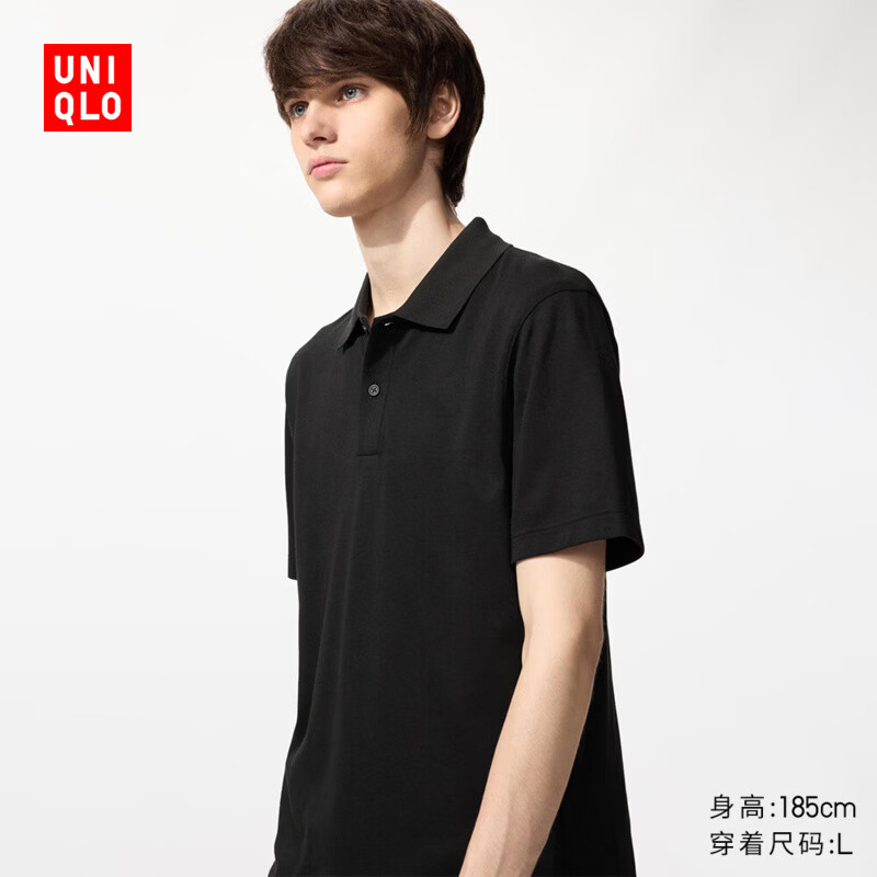 优衣库男装女装AIRism POLO衫/短袖T恤26春夏新款482302 09 黑色 L