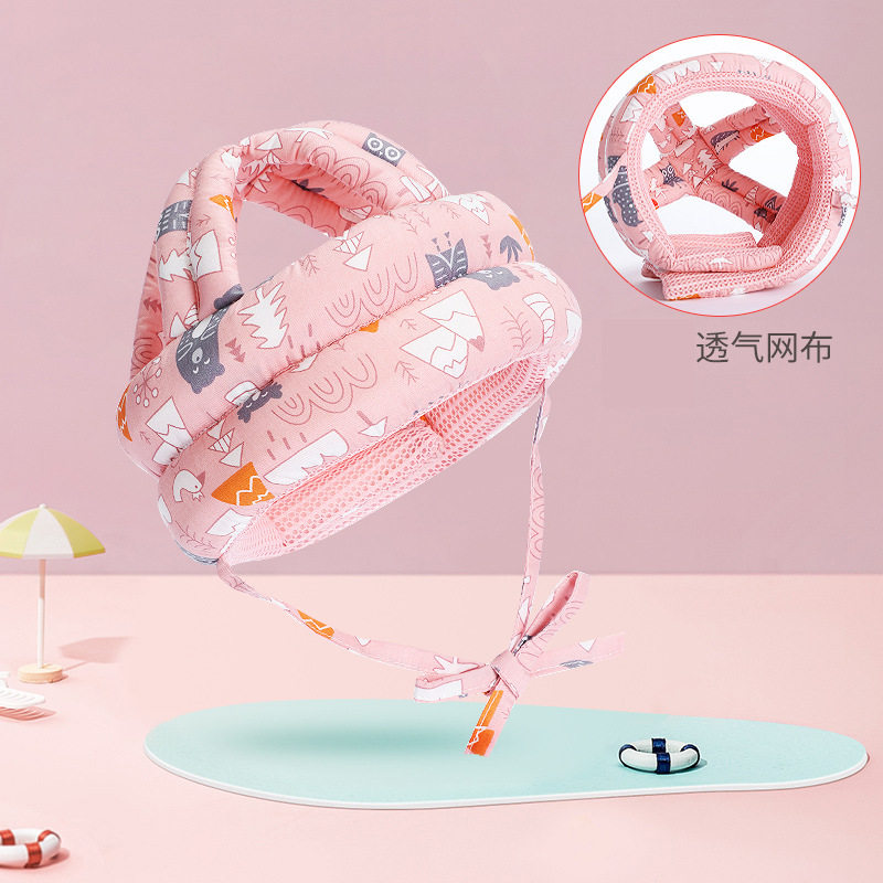 SAFTY DAD婴儿学步护头枕防摔帽宝宝学走路头部保护垫儿童防撞神器夏季透气 粉色森林【透气网款】