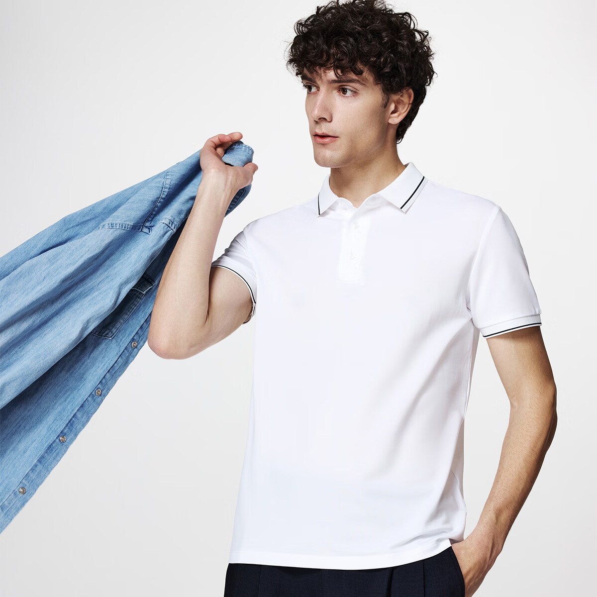 杉杉（FIRS）【醋酸亲肤】polo衫男夏季新款透气运动休闲半袖上衣短袖男装 藏青 XL