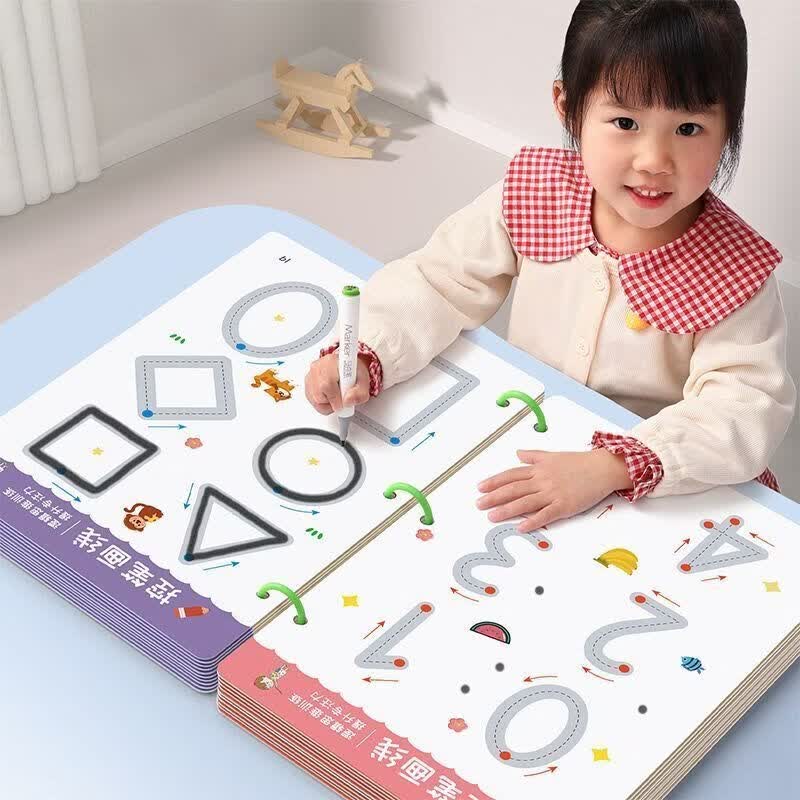 控笔训练本幼儿园可擦写纸趣味儿童入门基础练字宝宝练习卡 训练本 数字+线条+控笔+连点