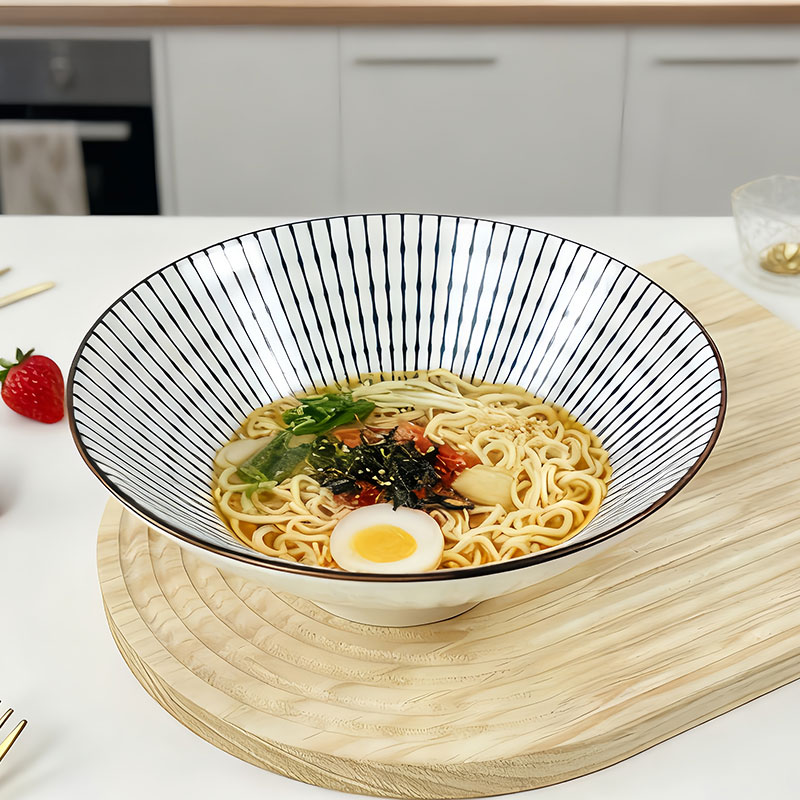 肃匠陶瓷斗笠碗家用大汤碗日式拉面碗ins餐具复古国风拌面碗 国潮8英寸斗笠碗4只【混色】