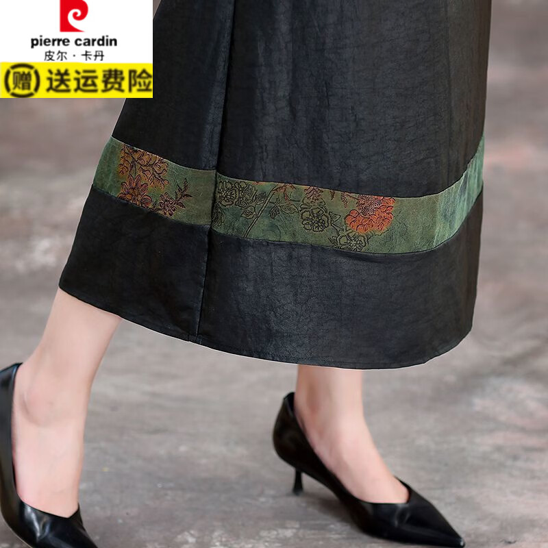 皮尔卡丹(pierre cardin)中式国风套装香云纱2026夏季新款洋气妈妈改良复古旗袍时尚两件套 图片色 XL