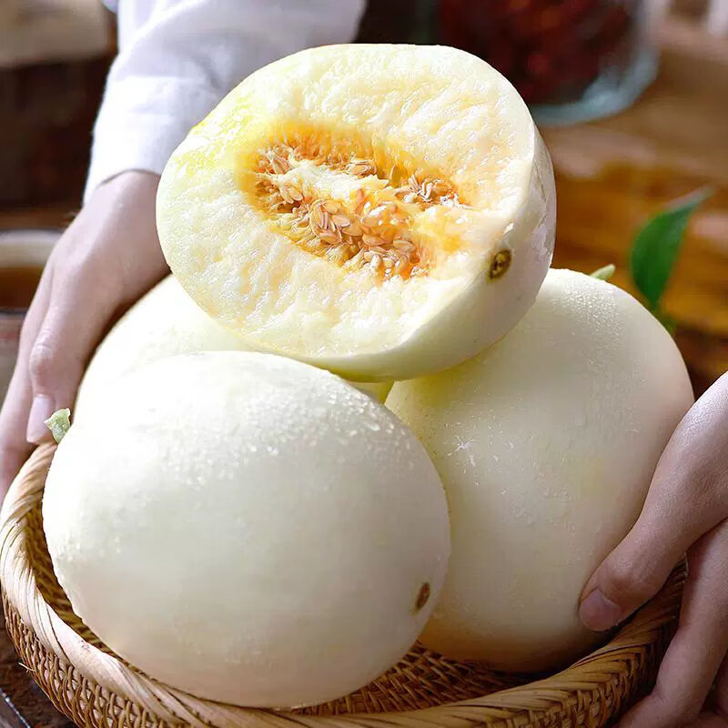 好柿抱抱现摘现发陕西阎良甜瓜新鲜水果当季头茬白皮香瓜蜜瓜脆甜 陕西阎良甜瓜 净重4.5斤-5斤 3-6枚