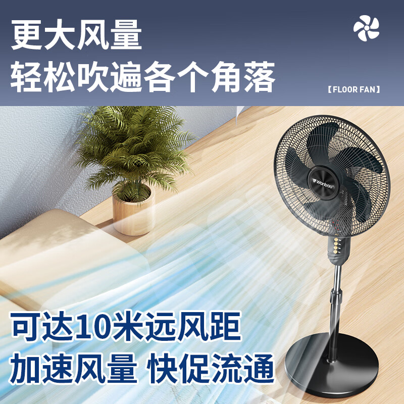 万宝(Wanbao)电风扇落地扇家用风扇立式大风力客厅宿舍五叶扇轻音节能劲风远距电扇铝叶大风 18英寸铝五叶机械款【铜芯电机】