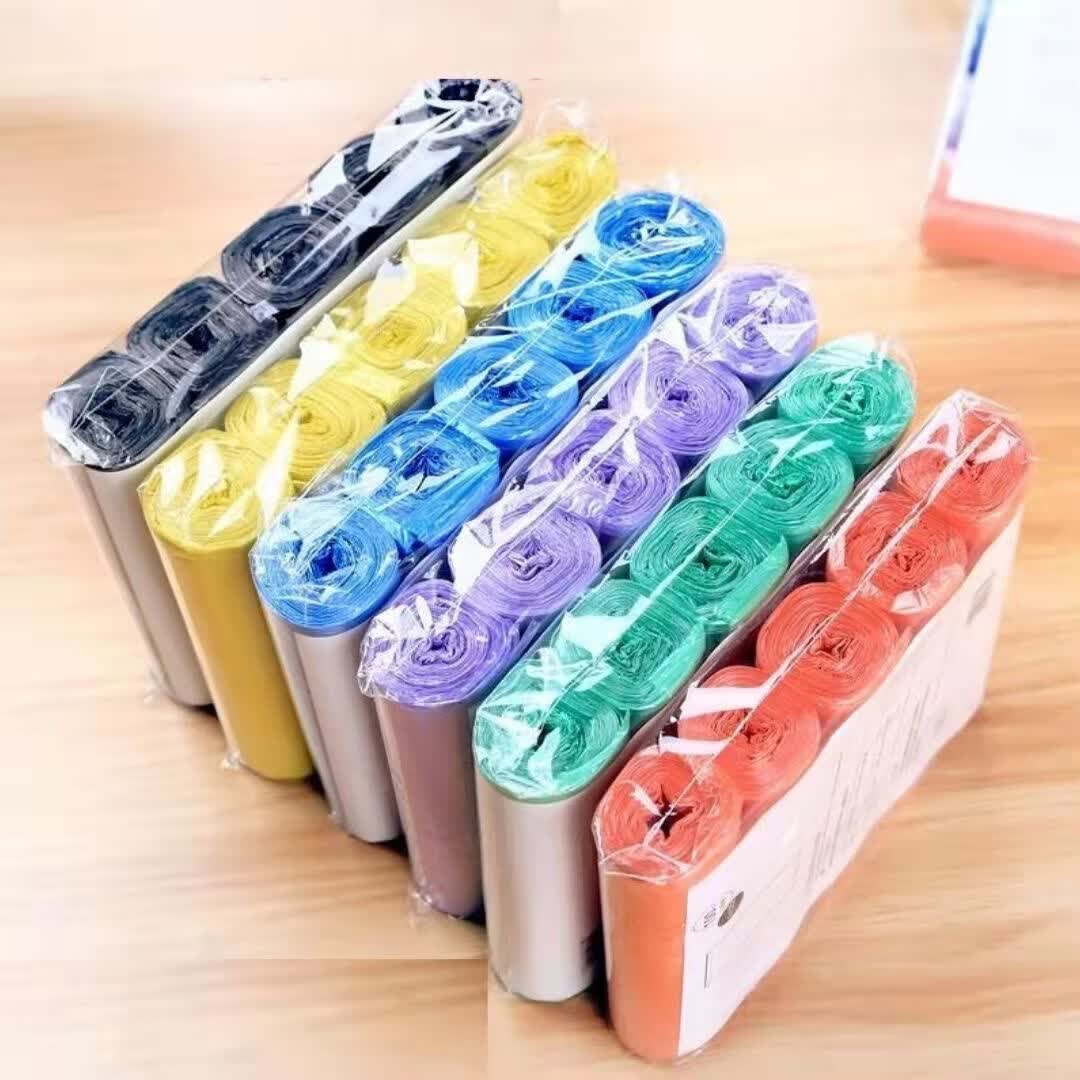 垃圾袋点断式彩色平口房车卫生间汽车饰品垃圾袋一次性垃圾袋大号 1包-5卷【共75只】