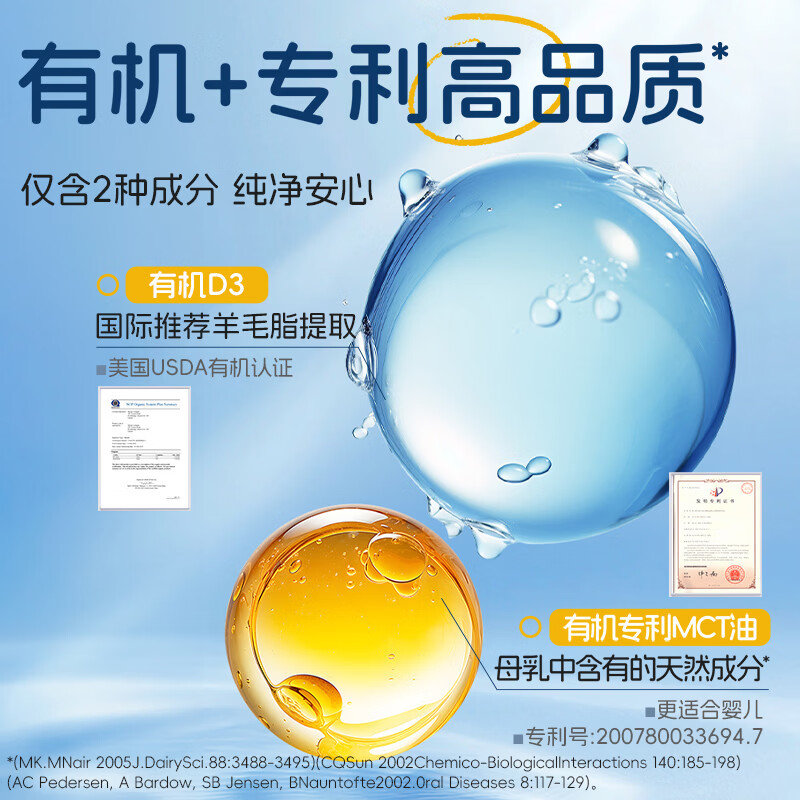 Ddrops滴卓思维生素D3 2000IU 成人中老年维生素D  液体维生素D3补充剂 【出生-1岁】婴儿D3滴剂 2.5ml*2瓶