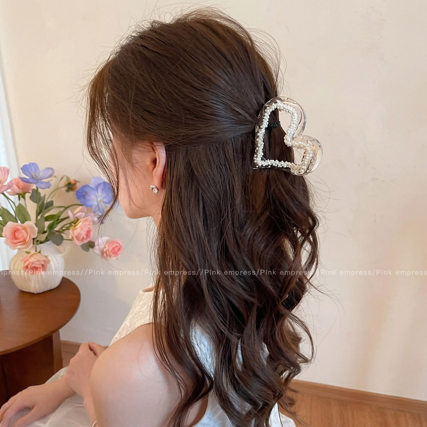 歌米诺2026新款透明爱心发卡鲨鱼夹高级感发夹 1#【透明底夹】爱心抓夹约6.5cm 1个