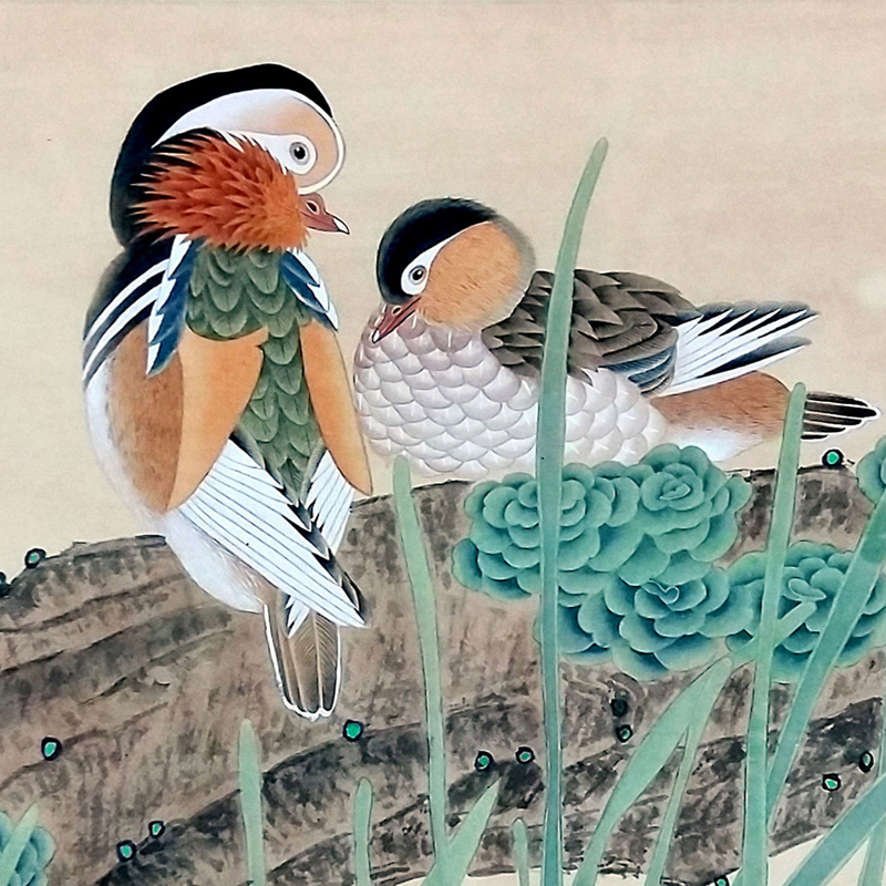 中国工笔画学会理事 龚文i桢【鸳鸯】a0045