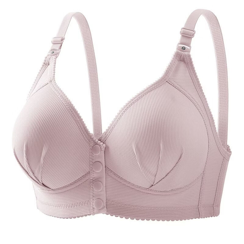 GEEZORO新款前开扣大码无钢圈妈妈罩杯哺乳内衣孕妇文胸产后喂奶胸罩薄款 黑色 80A 36/80适合120斤以内