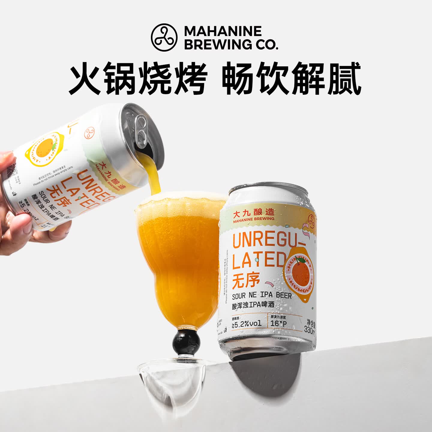 大九酿造无序酸浑浊IPA精酿啤酒果味酸啤金桔国产鲜啤330ml*2罐 无序 330mL 2罐 组合装