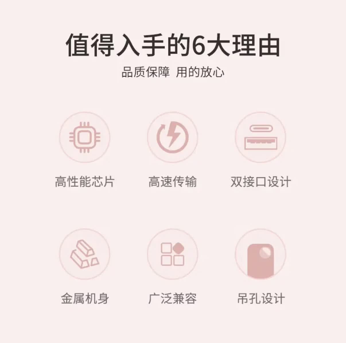 PHTYu盘1000G高速大容量四合一手机电脑两用1T苹果安卓扩容系统盘存储多功能节日礼物移动硬盘 粉色128g苹果+电脑接口 全网热销【五年超长质保  只换不修 】