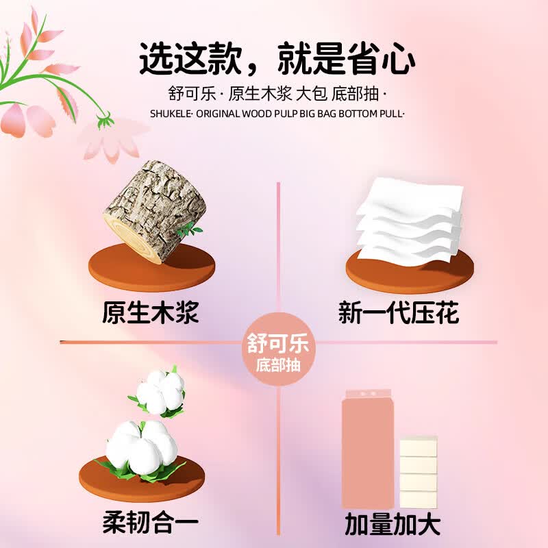 舒可乐悬挂式抽纸250抽四层1000张擦手纸卫生纸厕纸家庭装 4层 1000张*3提