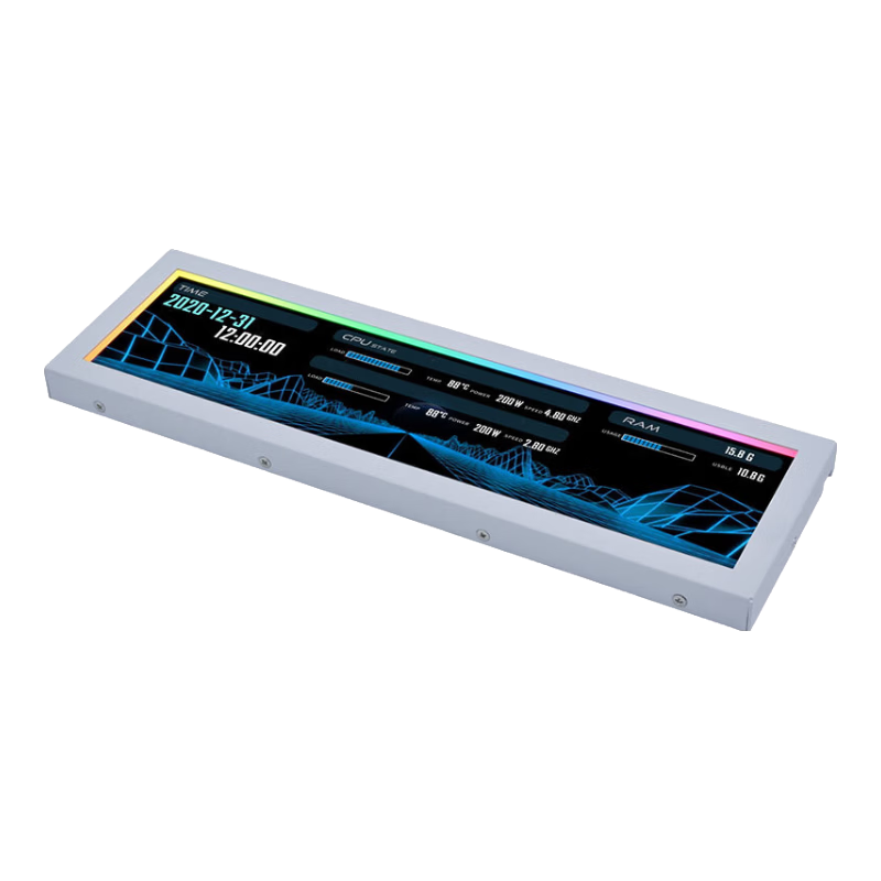 联力 LIANLI O11 vision compact机箱 无立柱海景房电脑台式机 三面玻璃ATX中塔机箱 兼容背插主板/360水冷 8.8英寸屏幕 白色