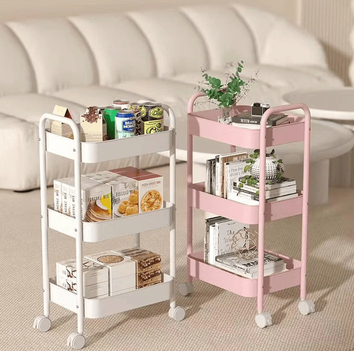 简友探可移动小推车家用收纳架家用多层落地厨房擦无置物架客厅零食收纳 碳钢小推车 3层 41*29.5*73cm 黑色 1个 京东折扣/优惠券