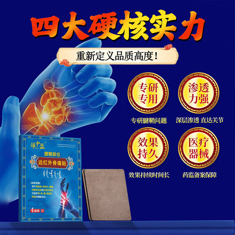 锦中医远红外骨痛贴腱鞘炎关节疼痛手指疼痛肿胀损伤变形 1盒体验装【推荐周期装】