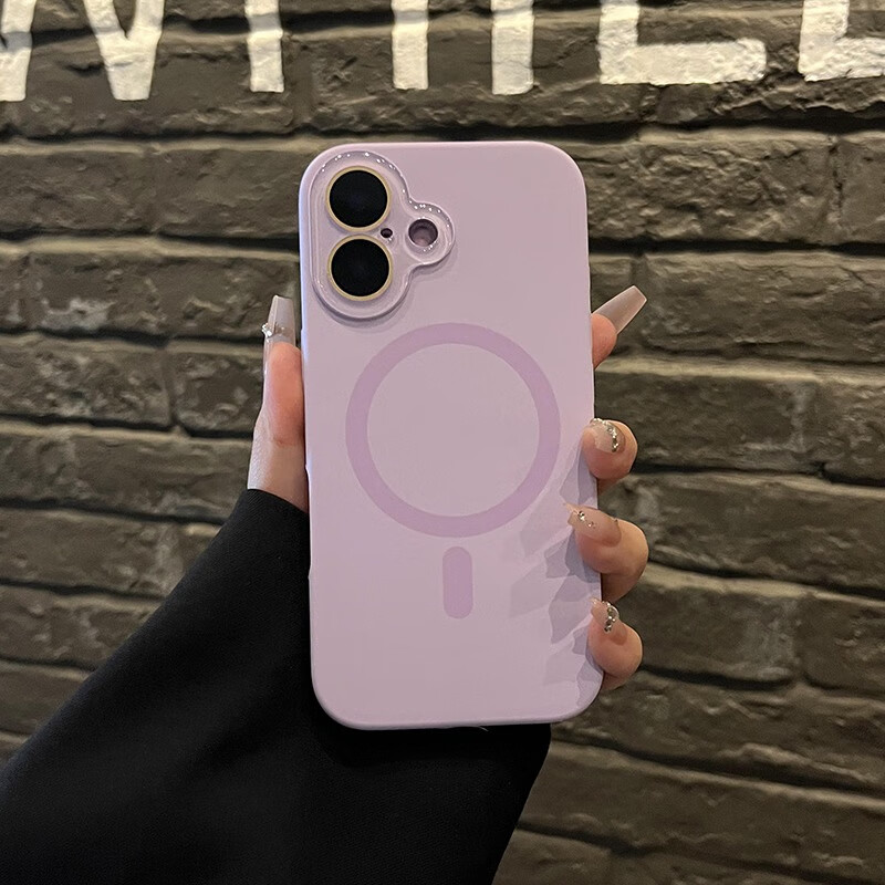 巴蒂尼 【自带镜头膜】适用苹果17手机壳新款iPhone16promax液态硅胶15无线磁吸14带镜头膜13纯色12防摔 【淡雅紫】软糯液态*无线磁吸 iPhone 17