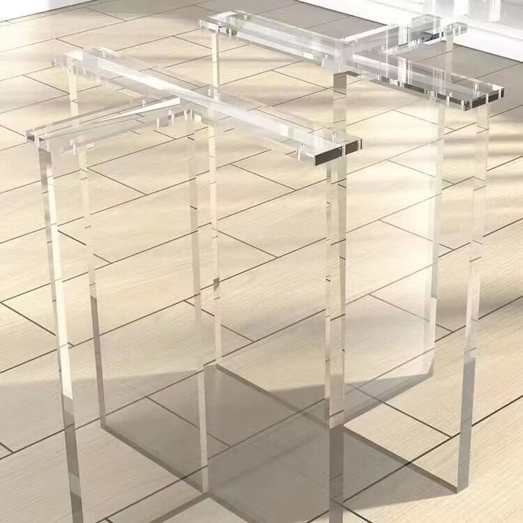 亚克力桌腿透明定制桌脚餐桌支架茶几岩板支撑腿茶色桌角悬浮桌腿 透明2.0厘米【板厚】 高度60厘米 宽度40厘米 T型【2张】配螺丝