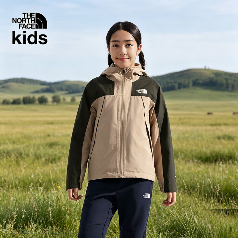 北面（The North Face）童装男女儿童抓绒三合一冲锋衣两件套防水外套户外25新|8AKB BOX/灰色 160 (XL) 适合151-160cm