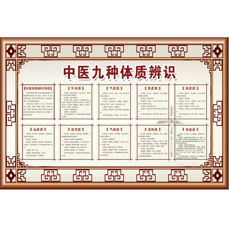 装饰画美容院养生宣传挂画海报图广告 中医九种体质辨别大挂图 28寸