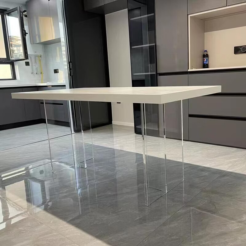 亚克力桌腿透明定制桌脚餐桌支架茶几岩板支撑腿茶色桌角悬浮桌腿 透明2.0厘米【板厚】 高度60厘米 宽度40厘米 T型【2张】配螺丝