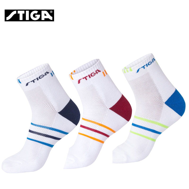 斯蒂卡STIGA运动袜子条纹运动中筒袜乒乓球袜同策正品 CP-452111藏青色 L