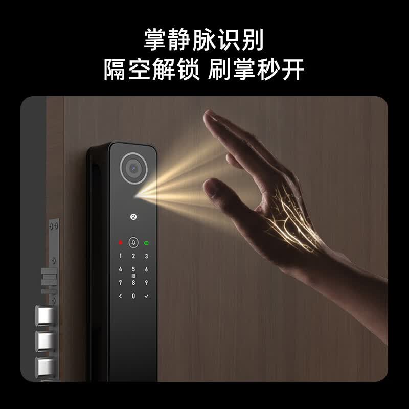 锁先森S1人脸识别掌静脉智能锁双电池长续航3年质保包安装已接入米家APP 黑色 双电池+人脸识别版+已接入米家APP