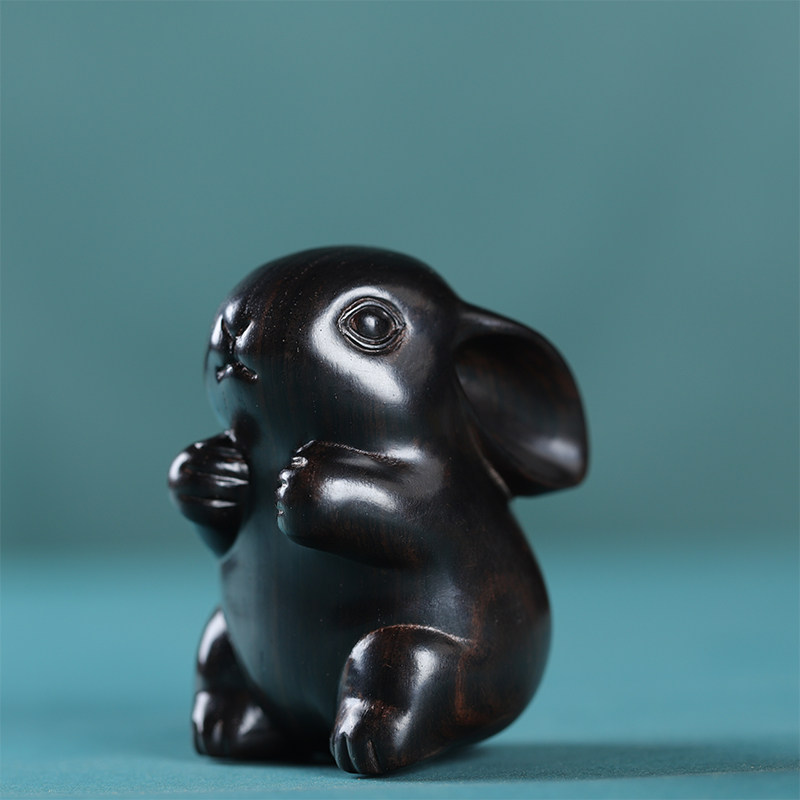 云漫卿木头手把件 木雕手玩把件生肖兔手把件男女士木头挂件红木挂件